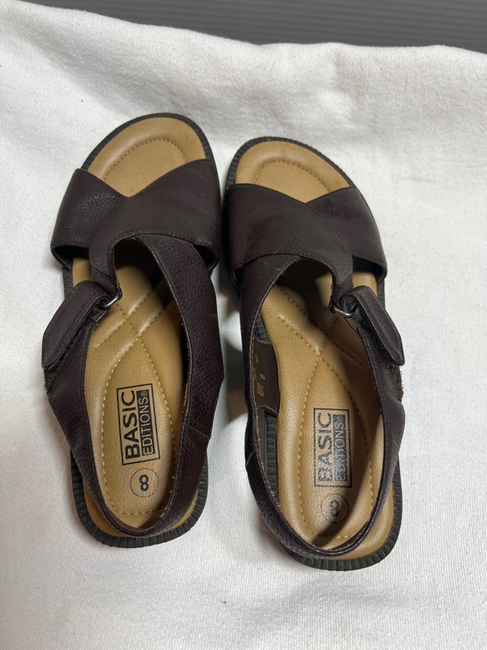 Basic Editions Brown Ladies Crossband Comfort Sandals